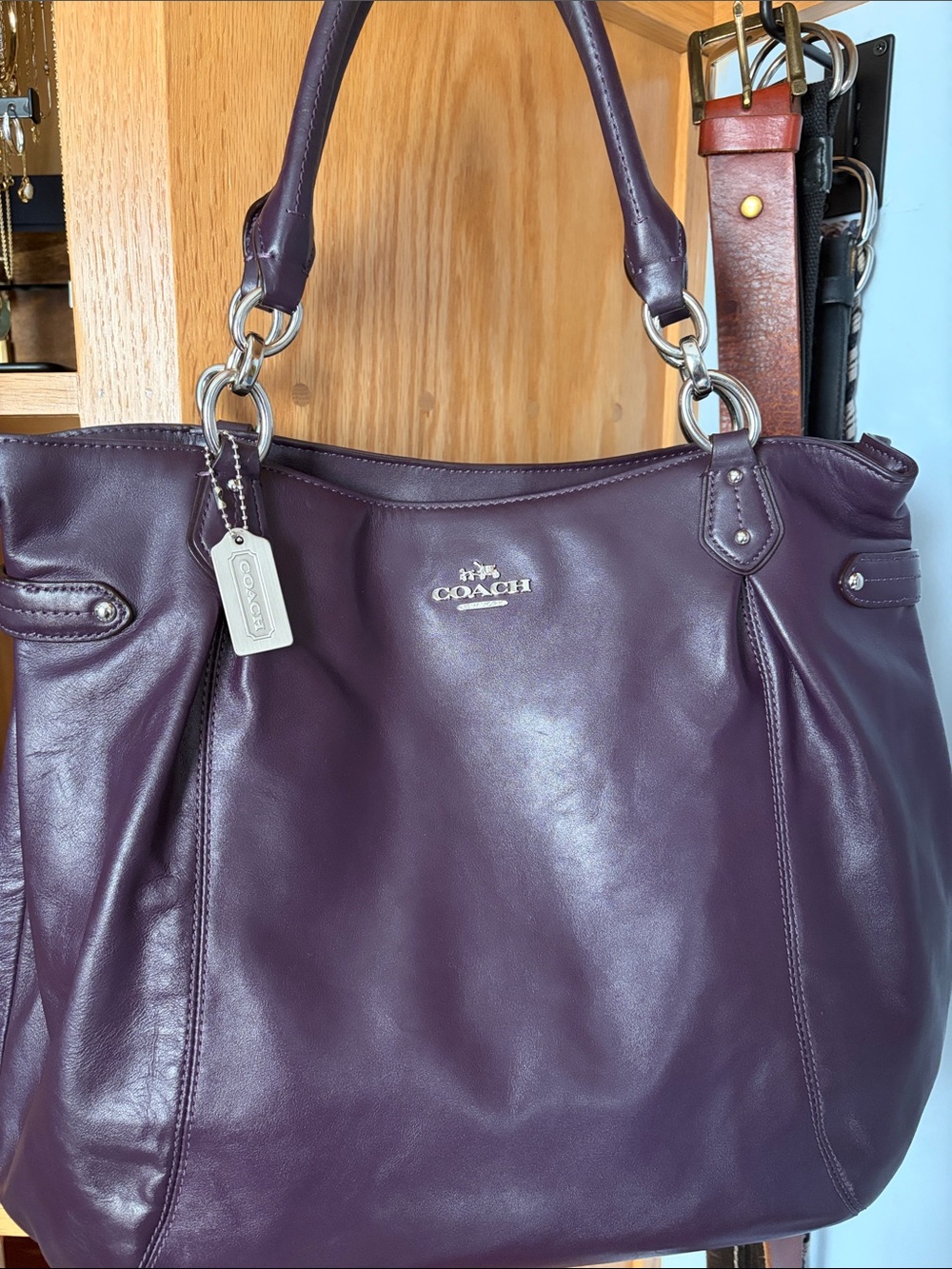 Coach Deep Purple Leather Shoulder Bag
